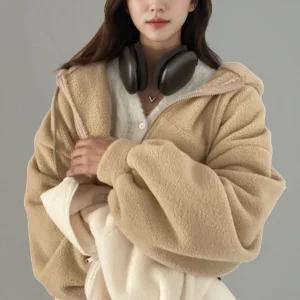 에이프릴랩스 여성 크롭 양털 후리스 자켓 집업 점퍼