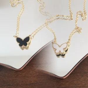 나비 팬던트 블랙 오닉스 화이트 자개 양면 목걸이