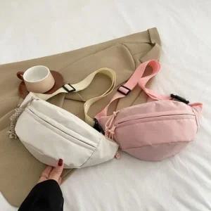 (색상 오렌지)캐쥬얼 매듭 단색 힙색 가방 여자 백 크로스백 단색