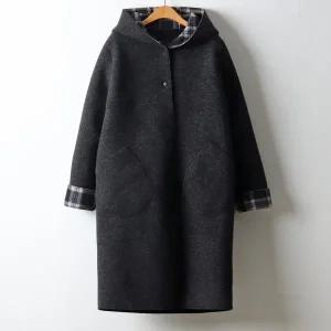 [아이우먼] 소프트체크배색울코트 BGJ547M510 빅사이즈