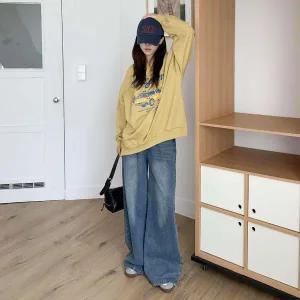 |KHT9CC3|여자 캐주얼 옆트임 면혼방 여유핏 긴팔 맨투맨