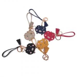 (색상 베이지)케릭터 가죽 동물 키링 돼지 키고리