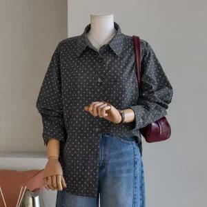 (안나앤플러스) A. 모엘 피치 도트 셔츠[셔츠D1013N02] 빅사이즈