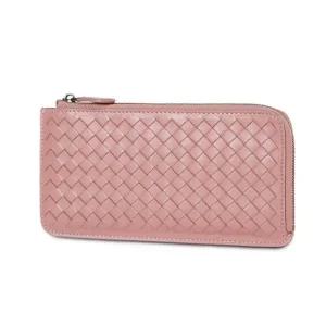 가죽 슬림 장지갑 위빙 선물 지퍼 지갑 6핑크