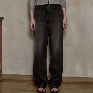 우먼 코코 와이드 데님 팬츠 블랙