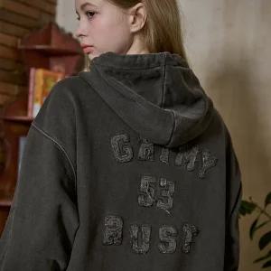 [2-WAY] 러스트 패치 피그먼트 후드 집업 스모크블랙