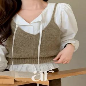 (알파카울함유) 브이넥 니트 뷔스티에 브이넥레이어드 겨울니트 무지조끼 데이트룩 나들이룩 마실룩 데일리룩 vs502