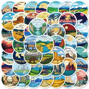 캠핑카선반 50Pcs 귀여운 야외 풍경 스티커 여행 DIY 스티커 Scrapbooking 전화 수하물 스케이트 보드 방수 데칼