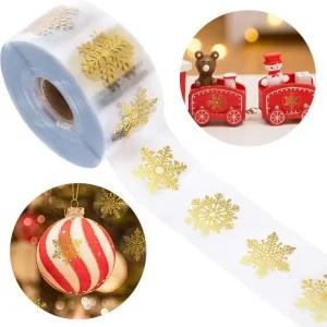 [지앤지] 크리스마스 선물포장 골드 눈꽃 라벨 스티커 6종 1롤에 500장 장식 카드 다이어리 꾸미기