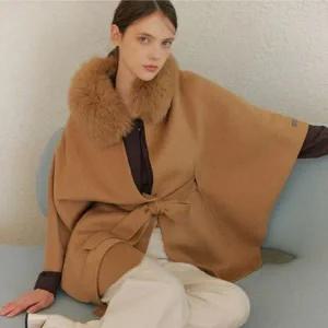 [하프클럽/]  25겨울 핸드메이드 퍼 케이프 코트7645BE