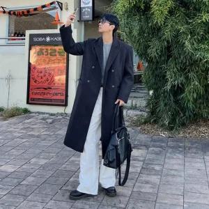 남자 롱 코트 프리미엄 울 더블 맥시 오버핏코트