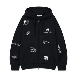 매장정품 와키윌리 WACKYWILLY WACKY WILLY 키키 올오버 그래피티 후드집업 블랙 WA2501HZ14BK 702460