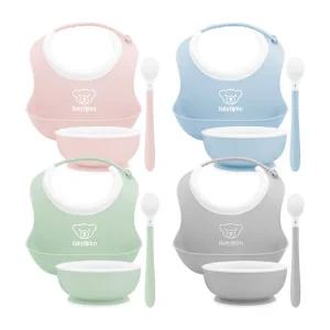 베이비뵨 베이비 유아용 이유식 3종 피딩세트 / 턱받이 빕 (스몰), 스푼, 볼 그릇