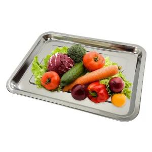 스텐 쟁반 2개 세트 직사각 특대형 스테인리스 트레이 사각 메탈 철제 밧드