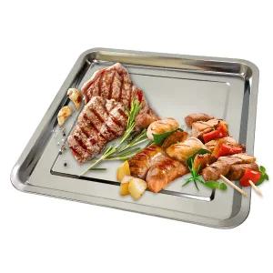 [하프클럽/] 스텐 쟁반 2개 세트 특대형 스테인리스 사각트레이 메탈 밧드