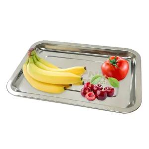 [하프클럽/] 스텐 쟁반 2개 세트 직사각 대형 스테인리스 트레이 메탈 밧드