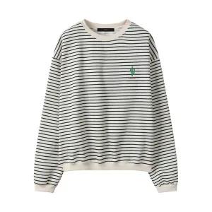 [하프클럽/르샵]선인장 자수 단가라 기모 맨투맨 티셔츠 (DP4LW009A)