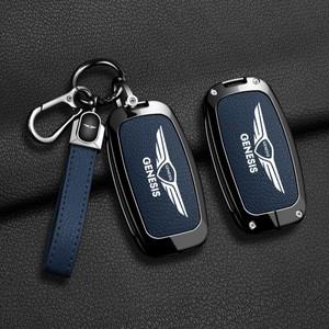 현대 제네시스 G90 G70 G80 EQ900 GV60 6/7/8 버튼용 새 고급 가죽 자동차 키 케이스 커버  보호 쉘 액세서