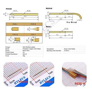 10Pcs 스프링 장착 베어 0.8mm 피치 PCB  프로브 커넥터 P030 시리즈 포고 핀 금도금 전류 정격 1A 직경