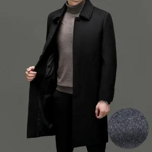남성패션 트렌치 추동 롱 캐시미어 코트 중장년 울 모직 DL4
