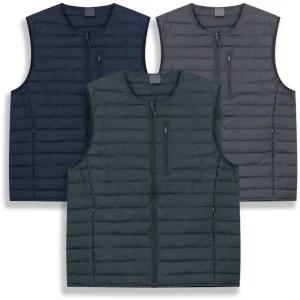 [디바옴므]겨울 라운드 울트라 라이트 경량 패딩 집업 조끼 트레이닝 골프 브이넥