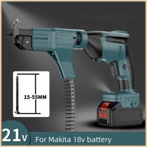 전기타카 실타카 타정기 레일건 브러시리스  마키타 18V 배터리용 자동 체인 스크류 네일 손톱 건 5단 무선