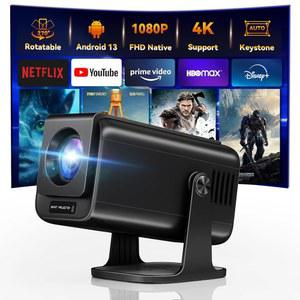 Wi-Fi 및 블루투스가 지원되는 미니 4K 프로젝터, 270 회전식 스탠드가 있는 1080P 풀 HD 스마트 야외 휴대용 영화 소형 프로젝터, Android 13 OS, 오토 키스톤, 가정용 침실용 대형 스크린 지원