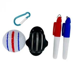골프공 라인 표시용 휴대 볼 마킹 펜 카라비너 장착용 세트