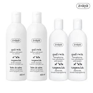[10%+카드12%] 지아자 산양유 샴푸 400ml 2개 + 산양유 컨디셔너 200ml 2개