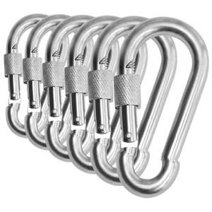 [미국배송] 브랜드 보드 헤비 듀티 스테인리스 스틸 엄지 나사 잠금 카라비너 스프링 스냅 클립 링크 후크. 200-400파운드 하중. 6팩 및 12팩