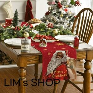 빈티지 크리스마스 테이블 러너 산타클로스 눈사람 주방 식탁 장식 메리 해피 뉴 이어 홀리데이