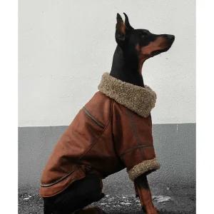 대형견 무스탕 겨울 가죽 재킷 기모 안감 골든리트리버 도베르만 1. 재킷5XL가슴80등56약31-43근