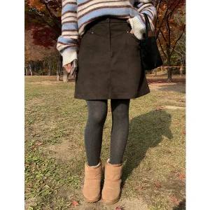 [공구우먼] [제작] 갓벽핏 스웨이드 A라인 뒷밴딩 스커트 85039 빅사이즈 여성의류