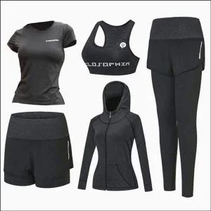 [골드스마일]여성 트레이닝복 5종세트 브라탑 레깅스 반팔 후드집업