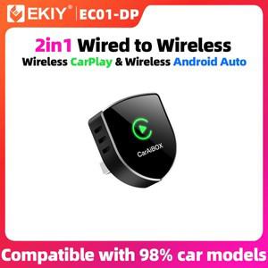 EKIY 2in1 유선 무선으로 전환 가능 카플레이 어댑터 안드로이드 오토 동글 스마트 호환 박스 고  자동차