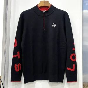 [행복한백화점][루이까스텔]소매 레터링 인타샤 하프 집업 스웨터 블랙 남성 7MESW004