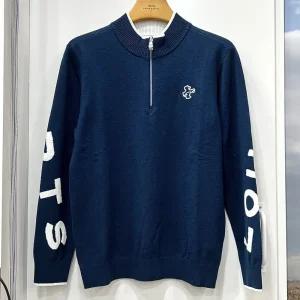 [행복한백화점][루이까스텔]소매 레터링 인타샤 하프 집업 스웨터 터키블루 남성 7MESW004