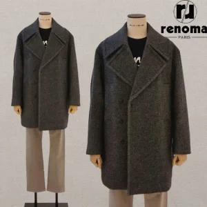 [롯데백화점]레노마 FW 그레이 프리미엄울 세미오버핏 누빔안감 하프 반코트 RPLMBH66AJD