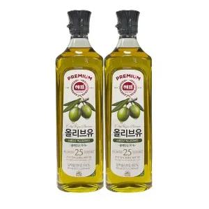 해표 엑스트라버진 압착 올리브유 900mL 2개