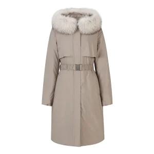 [베스띠벨리]퍼 후드 덕다운 벨티드 롱 코트 BJHJY7626 H