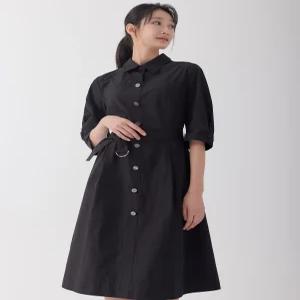 [지센] [피어로즈] 셔츠형 버튼업 플레어 원피스 LFOPO891_BK