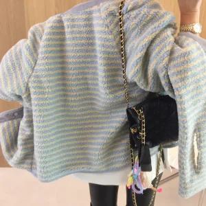 리버시블 바스락 무지 부클 뽀글이 스트라이프 양면 목도리세트 노카라 겨울점퍼 (2color)