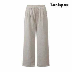 [보니스팍스] 핀턱 헤링본 와이드 밴딩 기모 팬츠 (XPBPT010M0)