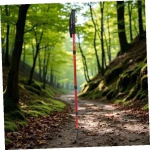 [하프클럽/]등산용스틱 원마운트4단길이조절등산스틱트레킹폴110cm레드