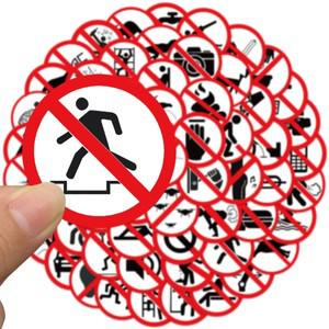 62 재미있는 표시 없음 스티커, 수하물, 노트북, 기타, 스케이트보드, 방수 PVC 낙서