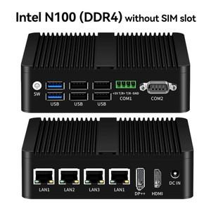 팬리스 미니 PC Intel N100 J1900 N2840 N5105 J4125 4x 2.5G 이더넷 지원 Windows Linux Pfsense OpenWrt