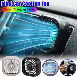 미니 자동차 에어컨 송풍구 냉각 팬, 색상 변경 조명, 3단 속도 조절, 다기능 휴대용 저소음 USB 쿨링 팬, 자동차 액세서리