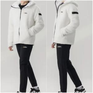 내셔널지오그래픽 풀집업 양털 후드 트레이닝세트