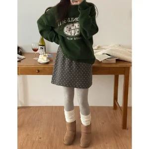 [공구우먼] 젤린 모직 도트 뒷밴딩 미니 스커트 85243 빅사이즈 여성의류