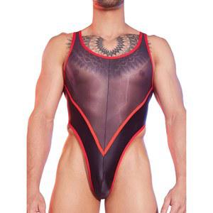 ACSUS 남성 성인 불투명 타이츠 맨키니 수영복 나일론 타이트 크로스드레서 잠옷